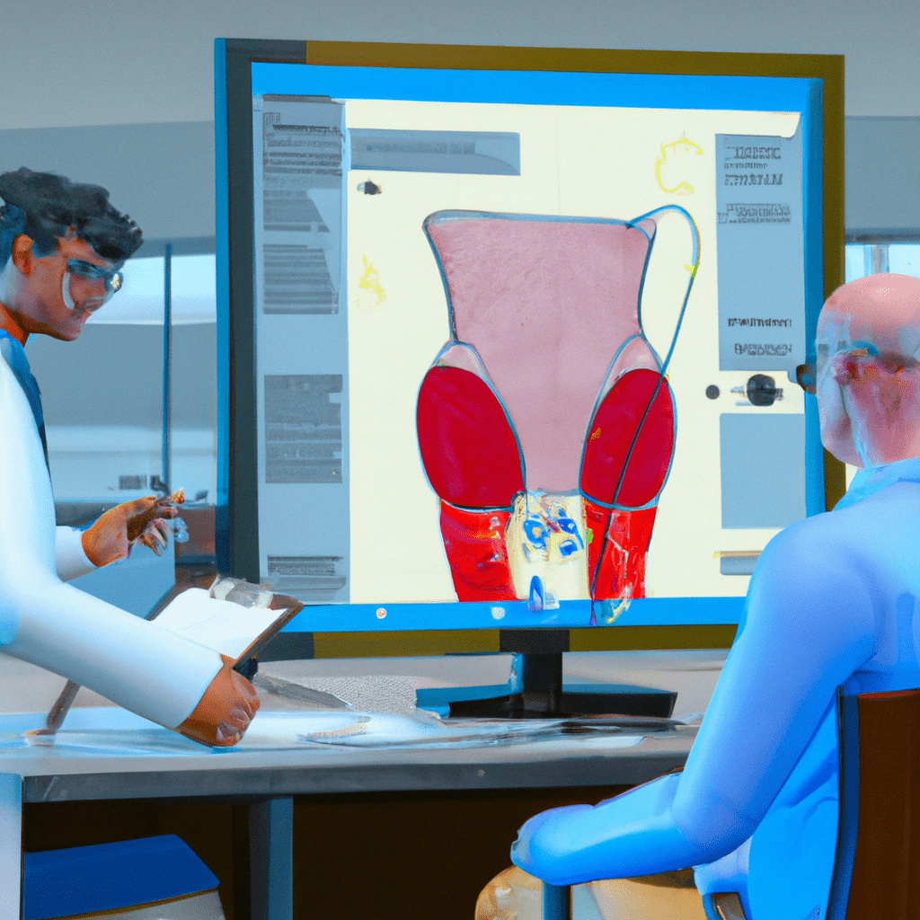 Doctor explaining the prostate biopsy procedure to a patient

