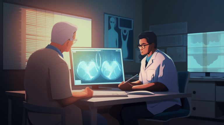 Doctor explaining the prostate biopsy procedure to a patient