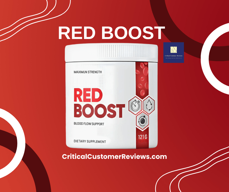 red boost powder: Single bottle of Red Boost Powder ED supplement against a red background for red boost reviews.