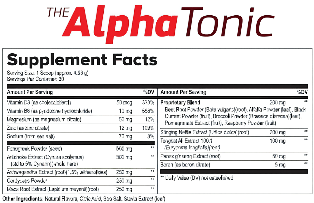 Alpha Tonic Supplement Facts