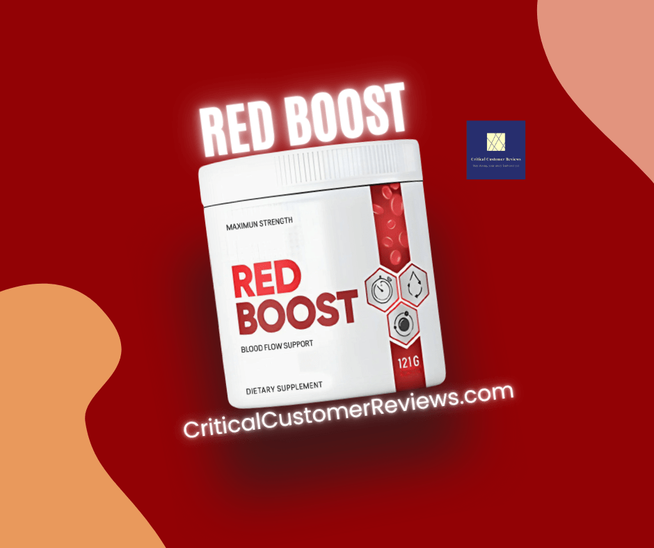 red boost reviews: Single bottle of Red Boost Powder ED supplement against a red background for red boost reviews.