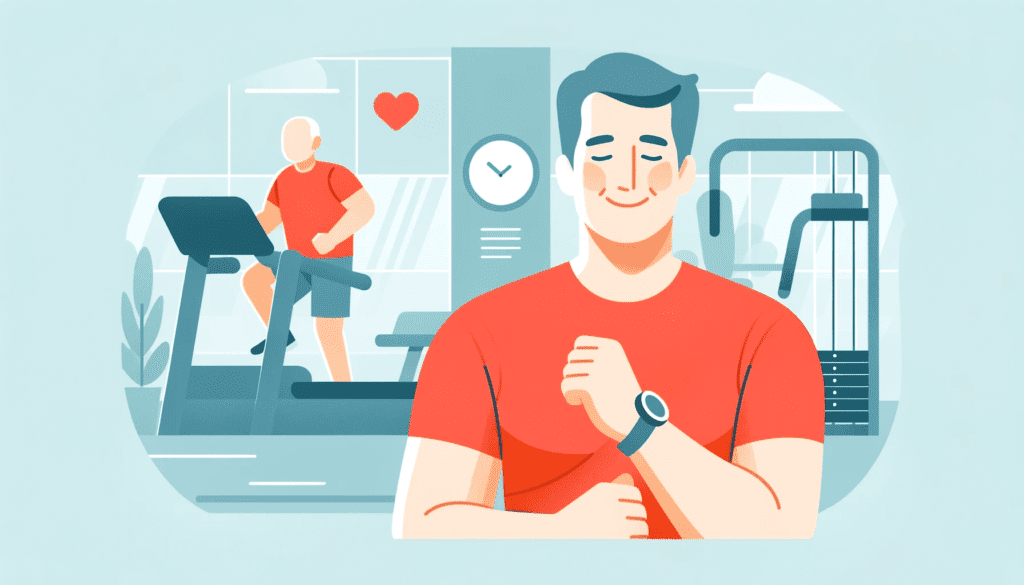 a healthy middle-aged man working out at a gym.