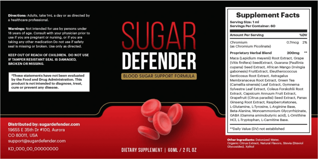 sugar defender supplement facts