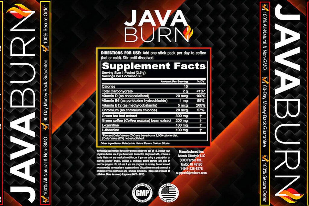 java burn supplement facts
